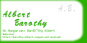 albert barothy business card